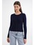 6931 Kadın Düğmeli Fitilli Triko Hırka Lacivert 3