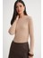 6938 Kadın Bisiklet Yaka Fitilli Triko Body Camel 3