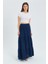 4567 Kadın Fırfırlı Uzun Müslin Etek Lacivert 1