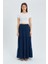 4567 Kadın Fırfırlı Uzun Müslin Etek Lacivert 2