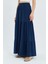 4567 Kadın Fırfırlı Uzun Müslin Etek Lacivert 5