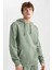 Regular Fit Kapüşonlu Yıkamalı Soluk Efektli Kanguru Cepli Sweatshirt B1118AX23AU 6