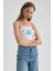 Baskılı Fitilli Kaşkorse Straplez Bluz B3998AX23HS 9