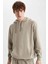 Regular Fit Kapüşonlu Yıkamalı Soluk Efektli Kanguru Cepli Sweatshirt B1118AX23AU 6