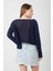 6864 Kadın Ajurlu File Mevsimlik Triko Kazak Lacivert 5