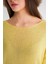 6933 Kadın Kayık Yaka Ince Mevsimlik Triko Kazak Sarı 5
