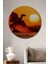 Gün Batımı Uçan Kuş Yağlı Boya Görünümlü Dekoratif Ahşap Ev/işyeri/ofis Yuvarlak Tablo 1