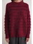 6926 Kadın Sakallı Çizgili Triko Kazak Bordo 5