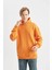 %100 Pamuk Comfort Regular Fit Rahat Kalıp Kapüşonlu Kanguru Cepli Basic Düz Sweatshirt B4446AX24SP 14