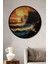 Çerçeve Görünümlü Altın Sahil Yağlı Boya Görünümlü Dekoratif Ahşap Ev/işyeri/ofis Yuvarlak Tablo 1