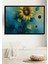 Çerçeve Görünümlü Turkuaz Rüyası Ayçiçeği Yağlı Boya Görünümlü Dekoratif Ahşap Ofis Kare Tablo 1