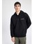 Oversize Geniş Kalıp Yarım Fermuarlı Kapüşonlu Sırt Baskılı Sweatshirt B4804AX24SP 17