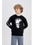 Erkek Çocuk Siyah Bisiklet Yaka Atatürk Baskılı Sweatshirt B3746A823WN 16