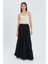 4567 Kadın Fırfırlı Uzun Müslin Etek Siyah 1