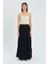 4567 Kadın Fırfırlı Uzun Müslin Etek Siyah 2