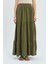 4567 Kadın Fırfırlı Uzun Müslin Etek Haki 4