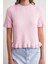 6974 Kadın Fırfırlı Yün Karışımlı Kısa Kol Premium Kazak Pembe 5