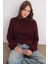6700 Kadın Dik Yaka Balon Triko Kazak Bordo 1
