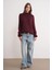 6700 Kadın Dik Yaka Balon Triko Kazak Bordo 2