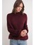 6700 Kadın Dik Yaka Balon Triko Kazak Bordo 4