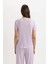 Regular Fit Bisiklet Yaka Kısa Kollu Pijama Üstü-Fall in Love B6701AX24SP 12