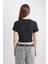 Coool Fitted Ribana Basic Düz Crop Kısa Kollu Siyah Tişört T9631AZ24SM 11