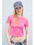 Coool Fitted Ribana Basic Düz Kısa Crop Kollu Pembe Tişört T9631AZ24SM 11