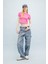 Coool Fitted Ribana Basic Düz Kısa Crop Kollu Pembe Tişört T9631AZ24SM 12