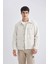 Regular Fit Polo Yaka Keten Karışımlı Düğmeli Cepli Yazlık Gömlek Ceket B4529AX24SP 10