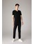 %100 Pamuk Slim Fit Dar Kesim V Yaka Basic Düz Kısa Kollu Siyah Tişört M7668AZ24SP 12