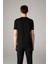 %100 Pamuk Slim Fit Dar Kesim V Yaka Basic Düz Kısa Kollu Siyah Tişört M7668AZ24SP 15