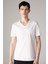 %100 Pamuk Slim Fit Dar Kesim V Yaka Basic Düz Kısa Kollu Beyaz Tişört M7668AZ24SP 9