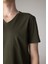 %100 Pamuk Slim Fit Dar Kesim V Yaka Basic Düz Kısa Kollu Tişört M7668AZ24SP 12