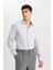 Slim Fit Dar Kesim Polo Yaka Petek Dokulu Uzun Kollu Gömlek B6476AX24SP 8