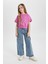 Kız Çocuk Kargo Fit Geniş Paça Jean Pantolon B4950A824SP 7