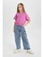 Kız Çocuk Kargo Fit Geniş Paça Jean Pantolon B4950A824SP 8
