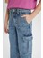 Kız Çocuk Kargo Fit Geniş Paça Jean Pantolon B4950A824SP 11