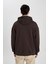 Erkek Kahverengi Oversize Fit Geniş Kesim Basic Düz Pamuklu Kapüşonlu Sweatshirt B7849AXNS 11