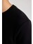 Erkek Siyah Oversize Fit Geniş Kesim Basic Düz Pamuklu Kapüşonlu Sweatshirt B7833AXNS 11