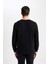 Erkek Siyah Oversize Fit Geniş Kesim Basic Düz Pamuklu Kapüşonlu Sweatshirt B7833AXNS 12