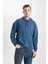 Erkek Gri Oversize Fit Geniş Kesim Basic Düz Pamuklu Kapüşonlu Sweatshirt B7849AXNS 7