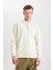 Erkek Gri Oversize Fit Geniş Kesim Basic Düz Pamuklu Kapüşonlu Sweatshirt B7849AXNS 7