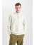 Erkek Gri Oversize Fit Geniş Kesim Basic Düz Pamuklu Kapüşonlu Sweatshirt B7849AXNS 9