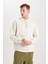 Erkek Gri Oversize Fit Geniş Kesim Basic Düz Pamuklu Kapüşonlu Sweatshirt B7849AXNS 10