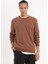 Erkek Kahverengi Oversize Fit Geniş Kesim Basic Düz Pamuklu Kapüşonlu Sweatshirt B7833AXNS 6