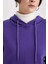 Kadın Mor Oversize Fit Geniş Kesim Polo Yaka Düz Basic Pamuklu Sweatshirt B7834AXNS 10