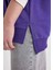 Kadın Mor Oversize Fit Geniş Kesim Polo Yaka Düz Basic Pamuklu Sweatshirt B7834AXNS 11