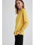 Kadın Sarı Relax Fit Rahat Kesim Bisiklet Yaka Düz Basic Akrilik Triko Kazak B7866AXNS 8