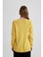 Kadın Sarı Relax Fit Rahat Kesim Bisiklet Yaka Düz Basic Akrilik Triko Kazak B7866AXNS 14