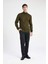 Erkek Yeşil Slim Fit Dar Kesim Basic Düz Akrilik Kazak B7851AXNS 7